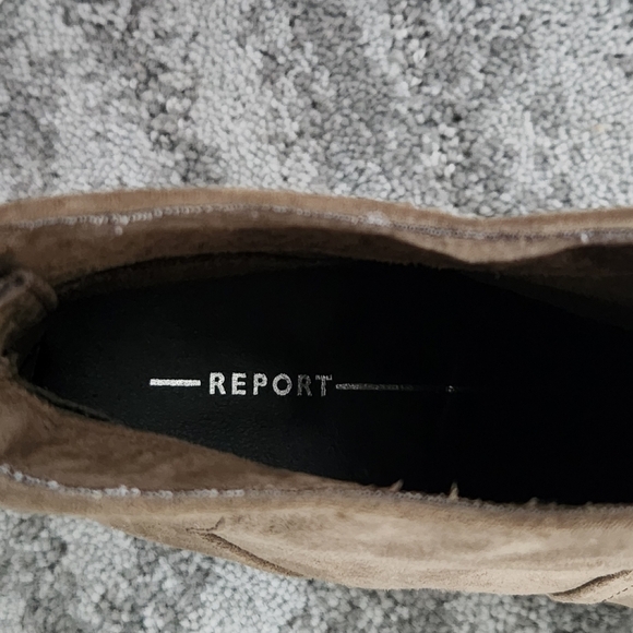 REPORT MARTIN Faux Suede Back Zip Brown Taupe Ankle Booties Size 9 - Picture 7 of 9